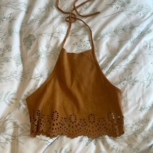 SHEIN faux leather halter crop